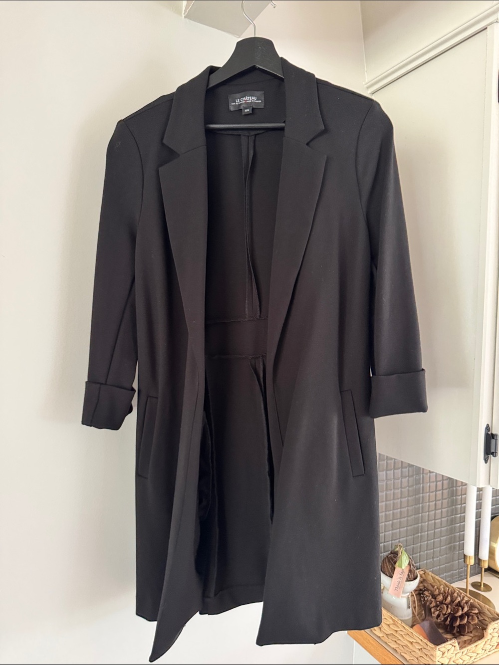 le chateau Black Longline Open-Front Blazer
